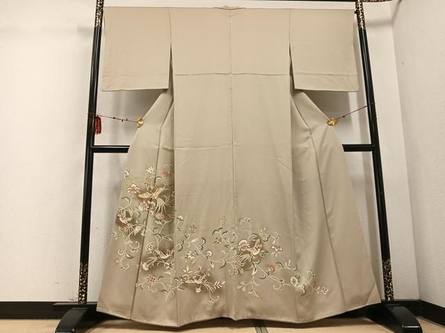 平和屋着物●豪華色留袖 駒刺繍 花鳥更紗 暈し染め 金彩 正絹 ph