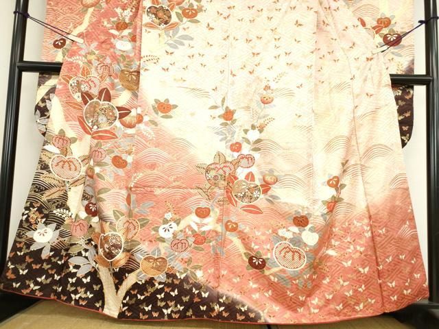 平和屋着物●豪華振袖　橘文　金彩　三越扱い　正絹　逸品　DAAY9339az 平和屋着物○豪華振袖 橘文 金彩 三越扱い 正絹 逸品 DAAY9339az