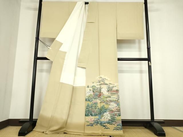 平和屋着物 十日町友禅作家 阿部佳雪 色留袖 風景松文 正絹 az