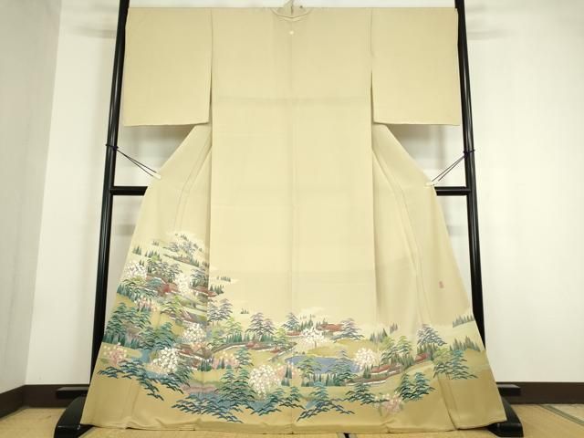 平和屋着物 十日町友禅作家 阿部佳雪 色留袖 風景松文 正絹 az