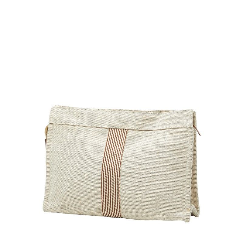 エルメス フールトゥ クラッチバッグ セカンドバッグ ベージュ ブラウン キャンバス レディース HERMES 1-0243590