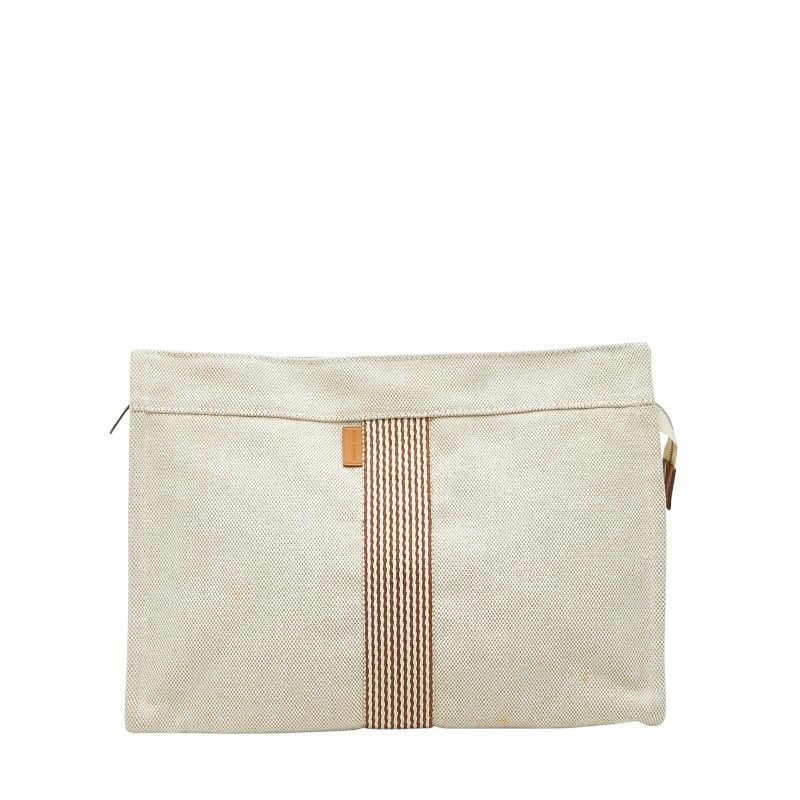 エルメス フールトゥ クラッチバッグ セカンドバッグ ベージュ ブラウン キャンバス レディース HERMES 1-0243590