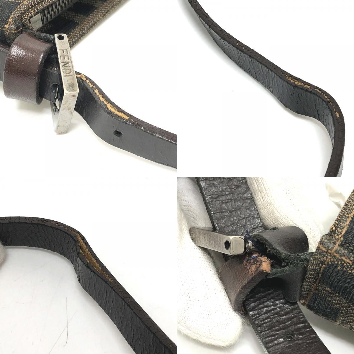  FENDI フェンディ ポーチ ズッカ柄 FFロゴ キャンバス ブラウン ポーチ バッグ