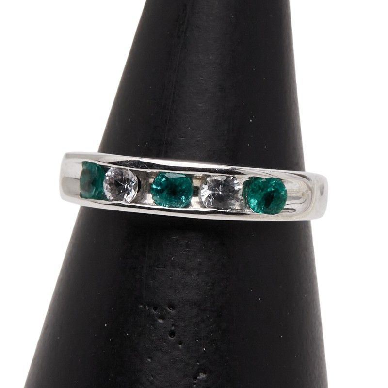 一文字リング 指輪 K 14 WG ホワイトゴールド レディース 1-0243985