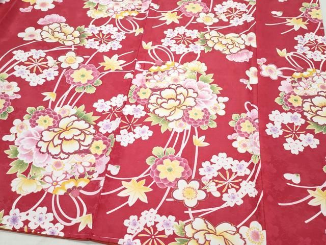 平和屋着物○小振袖 二尺袖 毬花文 金彩 洗える着物 未