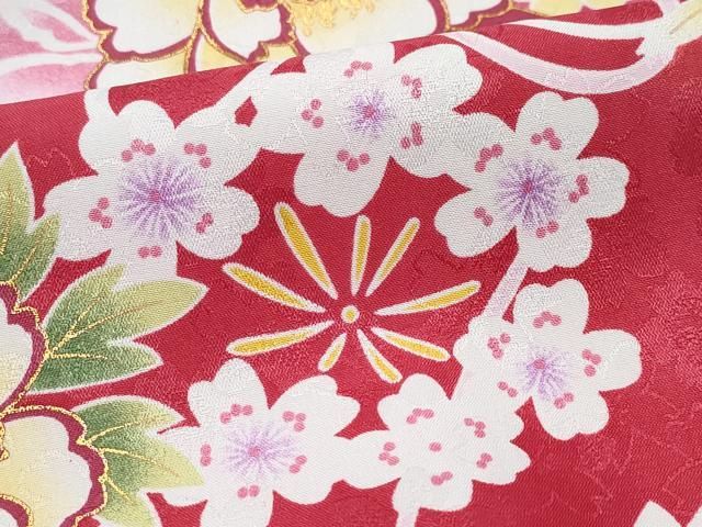 平和屋着物○小振袖 二尺袖 毬花文 金彩 洗える着物 未使用 CABA6088vf