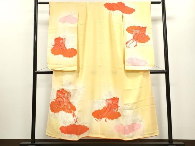 平和屋着物∵女の子 十三参り 子供 祝着 駒刺繍 御所車草花文 暈し染め 金彩 ze