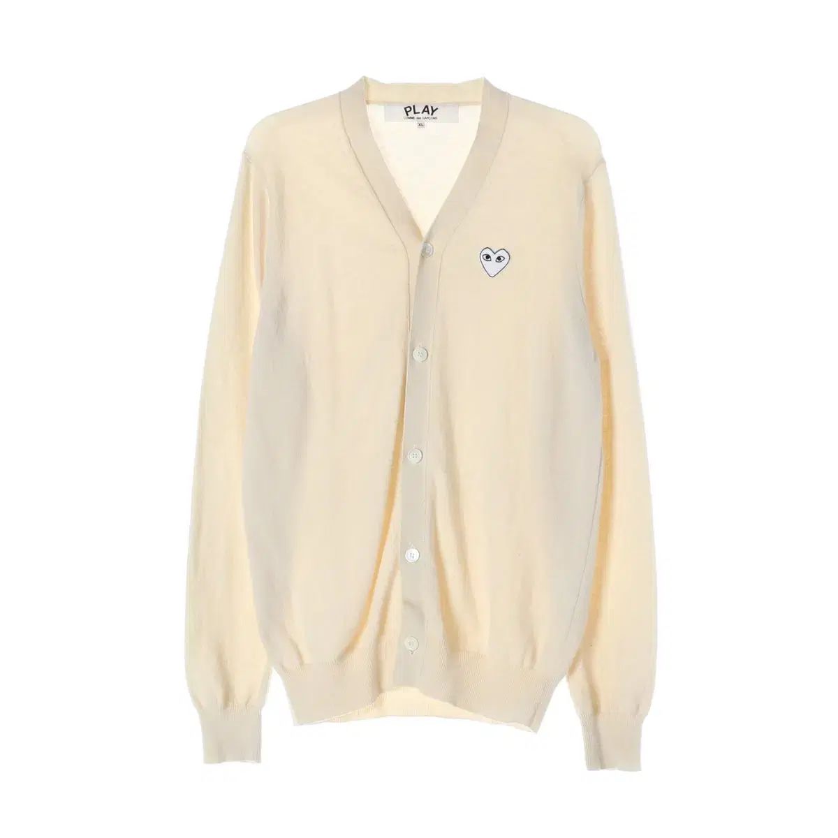 コム・デ・ギャルソン PLAY 白 ハート ニット カーディガン クリーム
