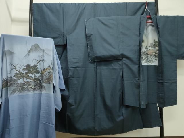 平和屋着物 男性 本場大島紬 アンサンブル 長襦袢セット 100亀甲 総詰め 正絹 gh