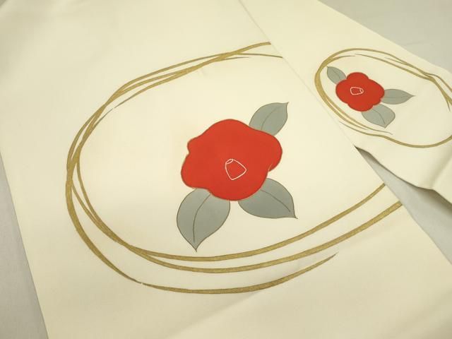 平和屋着物 塩瀬 九寸名古屋帯 草花 金彩 正絹 op