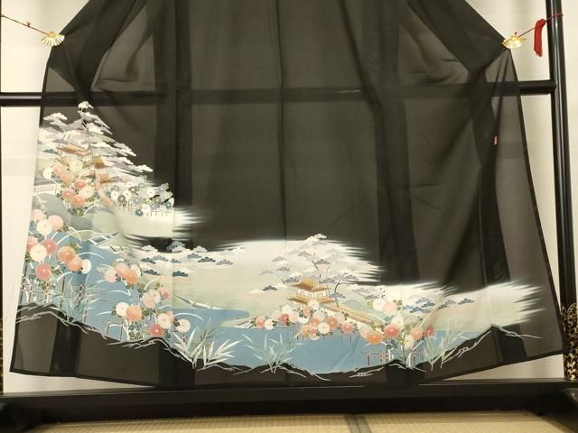  平和屋着物 夏物 黒留袖 絽 作家物 風景文 金彩 正絹 jd 黒留袖 着物