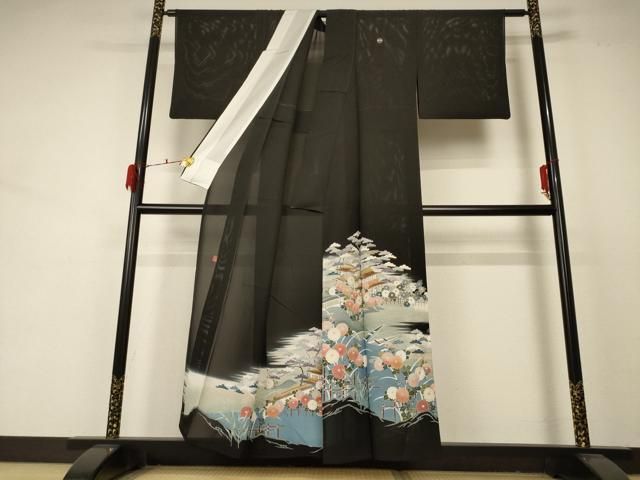 平和屋着物 夏物 黒留袖 絽 作家物 風景文 金彩 正絹 jd