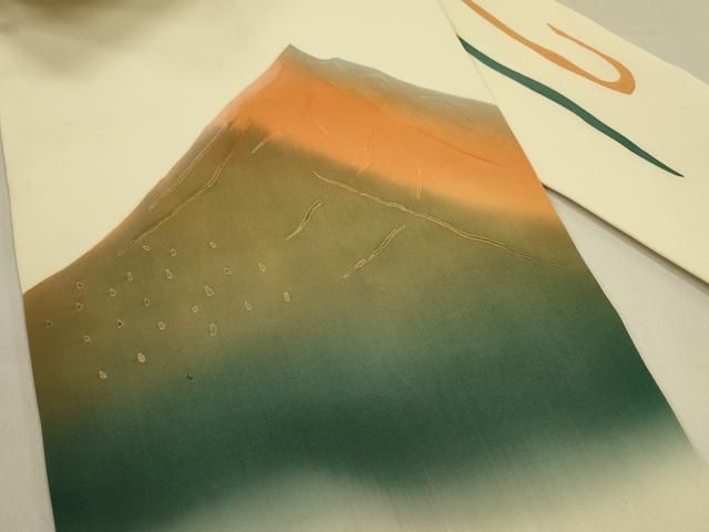 平和屋着物 塩瀬 九寸名古屋帯 風景文 正絹 op