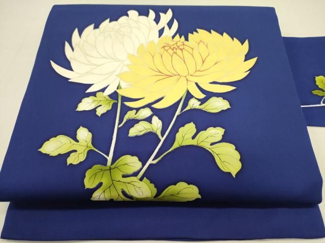 平和屋着物●塩瀬 九寸名古屋帯 菊 正絹 op