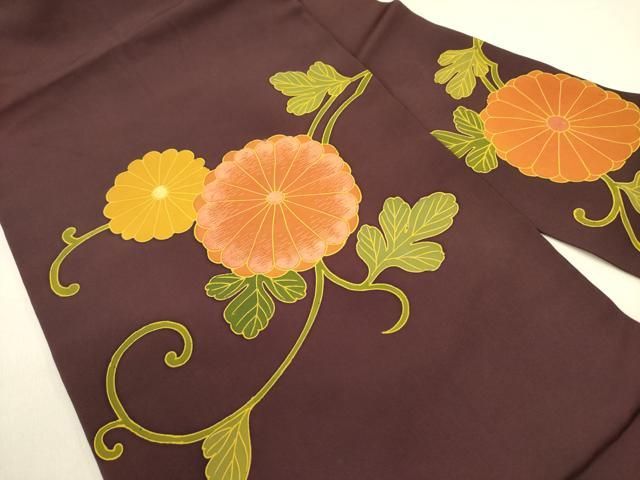 平和屋着物 塩瀬 九寸名古屋帯 刺繍 菊 正絹 op