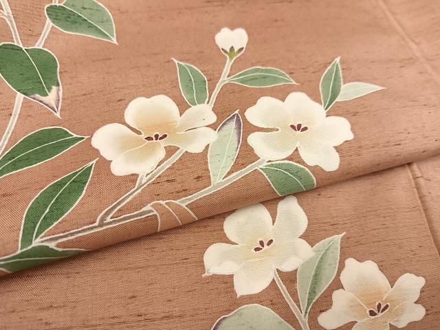 平和屋着物○訪問着 友禅 作家物 紬地 枝花文 正絹 逸品 AABD4415ph