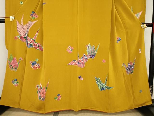 平和屋着物○豪華振袖 作家物 折り鶴 鬼しぼ縮緬 正絹 逸品 AABD4322ck 