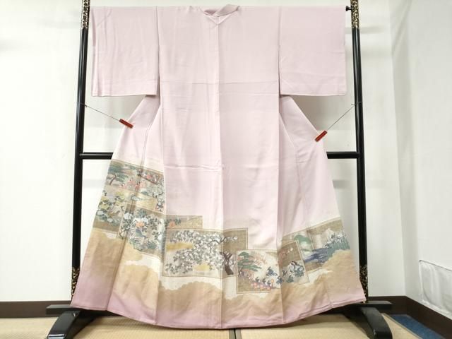 平和屋着物●豪華色留袖 作家物 寿光織 杉戸絵 暈し染め 金糸 正絹 yc