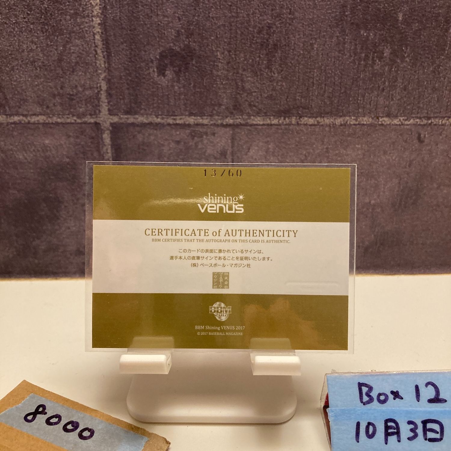2017 BBM 杉山しずか 13/60 直筆サインカード リバーサルジム新宿Me,We