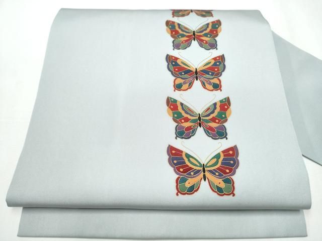 平和屋着物 塩瀬 九寸名古屋帯 舞蝶文 金彩 正絹 hy