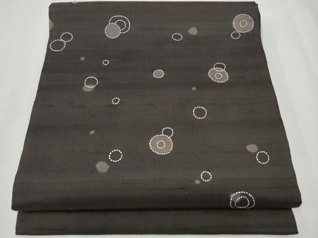 平和屋着物 九寸開き名古屋帯 刺し子 丸文 正絹 hy