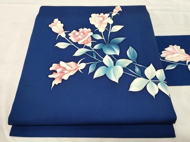 平和屋着物 塩瀬 九寸名古屋帯 手描き 草花文 正絹 dy