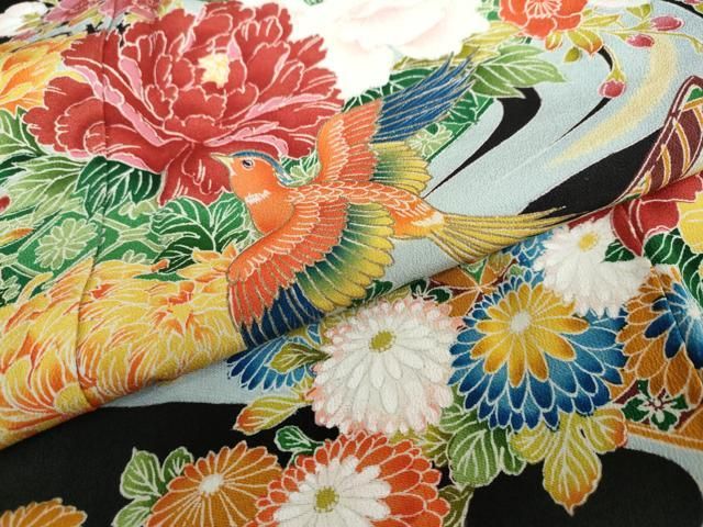  平和屋着物 豪華黒留袖 作家物 流水花鳥文 金彩 正絹 ud 黒留袖 着物