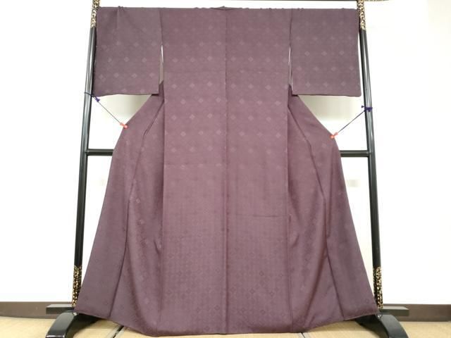 平和屋着物●上質な色無地　舞花地紋　紫鳶色　正絹　逸品　未使用　AABA0265zg 平和屋着物○上質な色無地 舞花地紋 紫鳶色 正絹 逸品 未使用