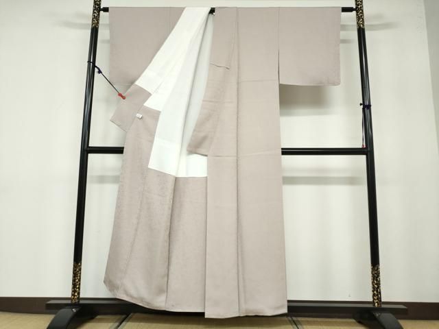 平和屋着物○上質な色無地 花唐草地紋 漆色 反端付き 正絹 逸品 未使用