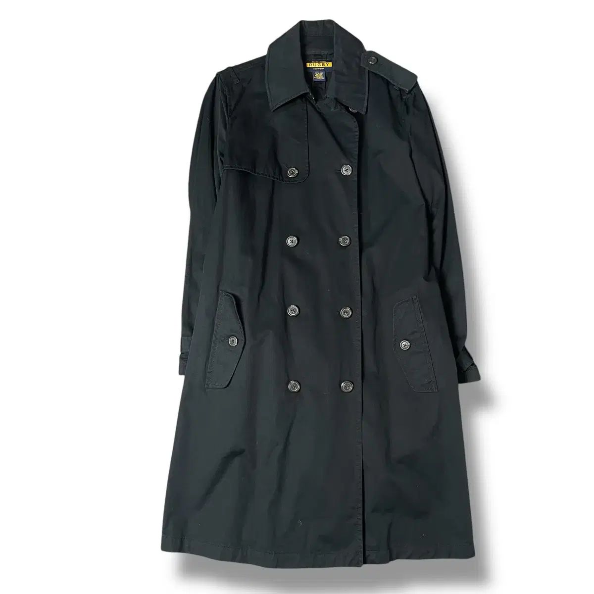 ポロ ラルフローレン ラグビー ブラック ダブル トレンチコート L