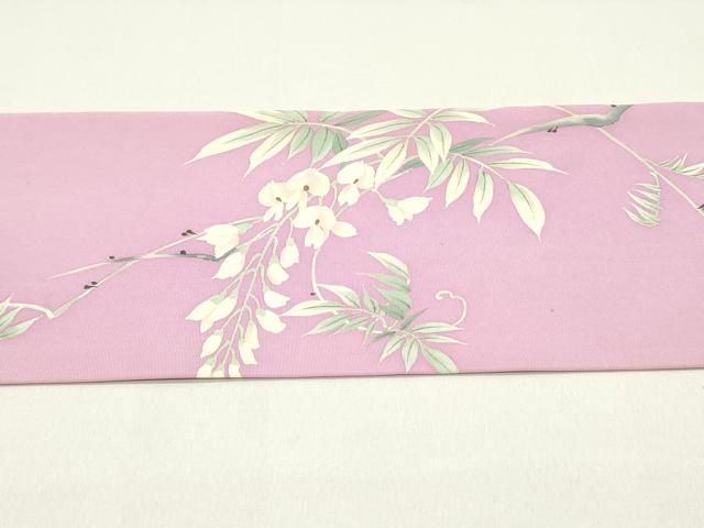  平和屋着物 塩瀬 九寸名古屋帯 枝垂れ藤文 金彩 正絹 ob 名古屋帯 帯