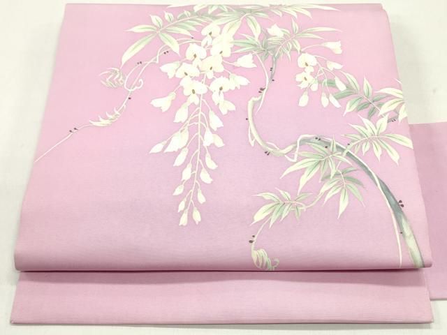 平和屋着物○塩瀬 九寸名古屋帯 枝垂れ藤文 金彩 正絹 逸品 DAAY0375ob