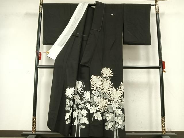 平和屋着物 豪華黒留袖 単衣 作家物 草花文 暈し染め 金彩 正絹 fy