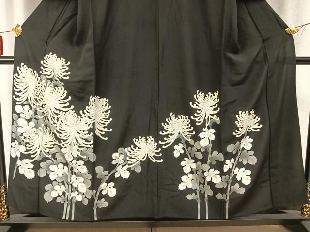  平和屋着物 豪華黒留袖 単衣 作家物 草花文 暈し染め 金彩 正絹 fy 黒留袖 着物