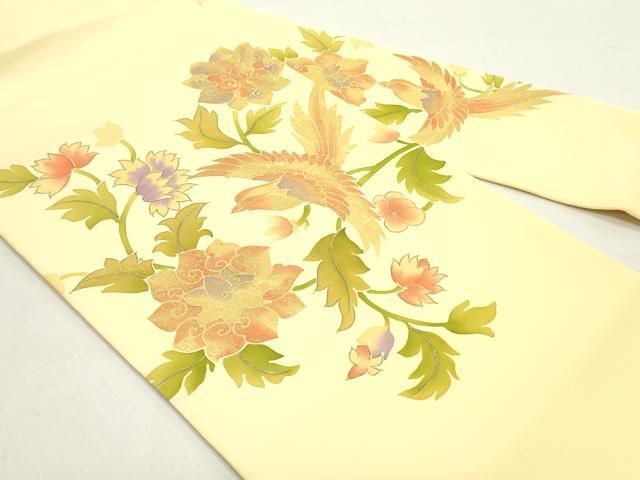 平和屋着物 塩瀬 九寸名古屋帯 更紗花鳥唐草文 金彩 正絹 ob