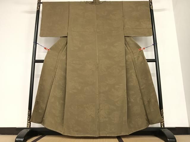 平和屋着物●上質な色無地　笹竹地紋　栗色　正絹　逸品　未使用　AABC5127zg 平和屋着物○上質な色無地 笹竹地紋 栗色 正絹 逸品 未使用 AABC5127zg