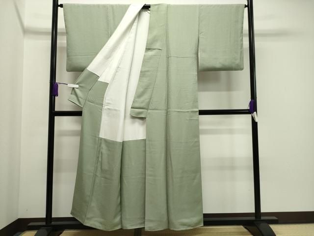 平和屋着物○上質な色無地 花唐草地紋 薄萌葱色 正絹 逸品 CABA1310gh