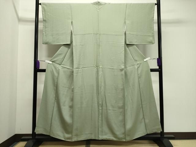 平和屋着物●上質な色無地　花唐草地紋　薄萌葱色　正絹　逸品　CABA1310gh 平和屋着物○上質な色無地 花唐草地紋 薄萌葱色 正絹 逸品 CABA1310gh