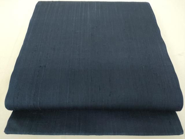 平和屋着物○九寸開き名古屋帯 紬地 濃い青褐色 正絹 逸品 DAAX8443du