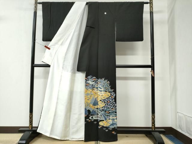 平和屋着物 豪華黒留袖 作家物 渡り橋松竹梅風景文 金彩 正絹 yc