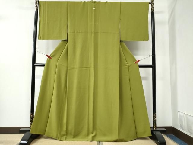 平和屋着物 上質な色無地 青丹色 正絹 yc