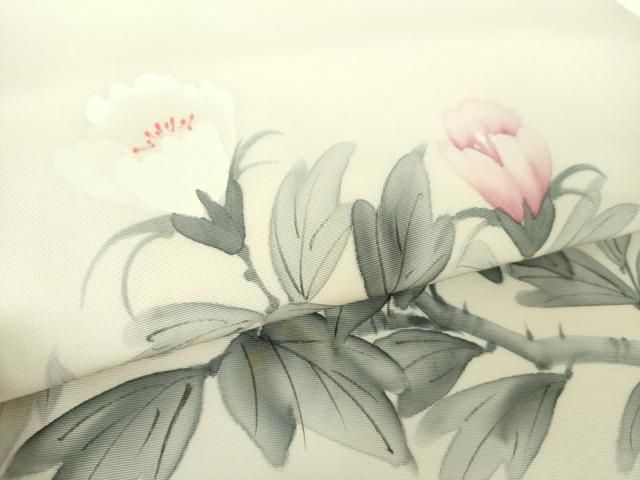 平和屋着物●内山晴祥 手描き 塩瀬 九寸名古屋帯 牡丹文 金彩 正絹 ps 名古屋帯 帯 着物