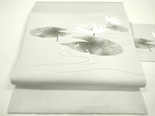 平和屋着物 内山晴祥 手描き 塩瀬 九寸名古屋帯 草花 金彩 正絹 fe