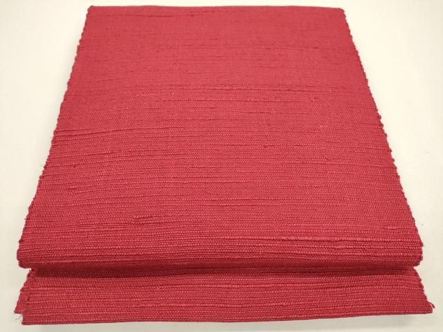 平和屋着物○信州紬 八寸名古屋帯 色無地 深紅色 正絹 逸品 DAAX9836fe