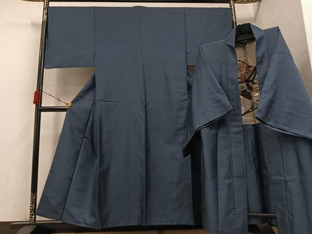 平和屋着物●男性 お召 アンサンブル 亀甲絣 正絹 ph