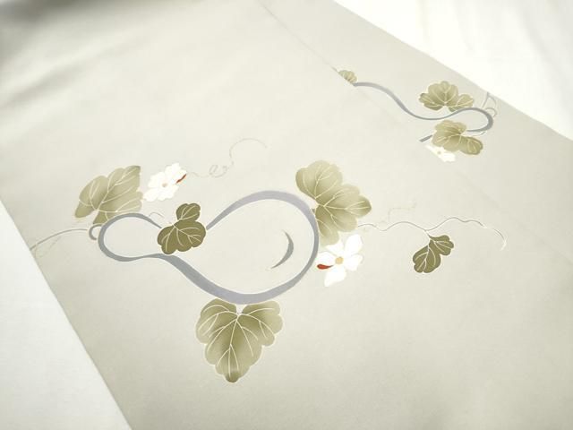 平和屋着物 塩瀬 九寸名古屋帯 瓢箪蔦の葉文 金彩 正絹 hy