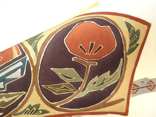  平和屋着物 塩瀬 九寸名古屋帯 枝花丸文 金彩 正絹 hy 名古屋帯 帯