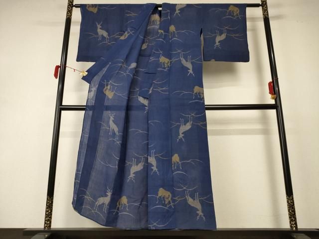 平和屋着物＊夏物　小千谷ちぢみ　鹿　麻　逸品　AABC9896jd 平和屋着物＊夏物 小千谷ちぢみ 鹿 麻 逸品 AABC9896jd