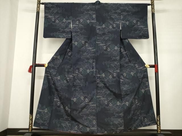 平和屋着物 本場大島紬 薩摩結城 風景文 正絹 ck