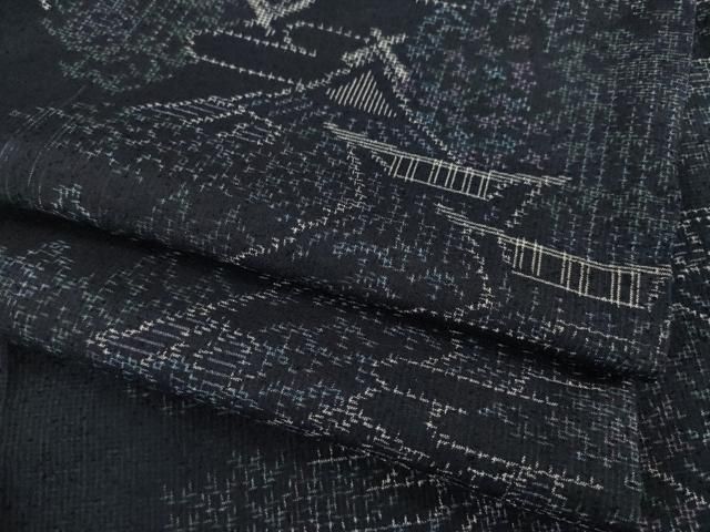 平和屋着物 本場大島紬 薩摩結城 風景文 正絹 ck